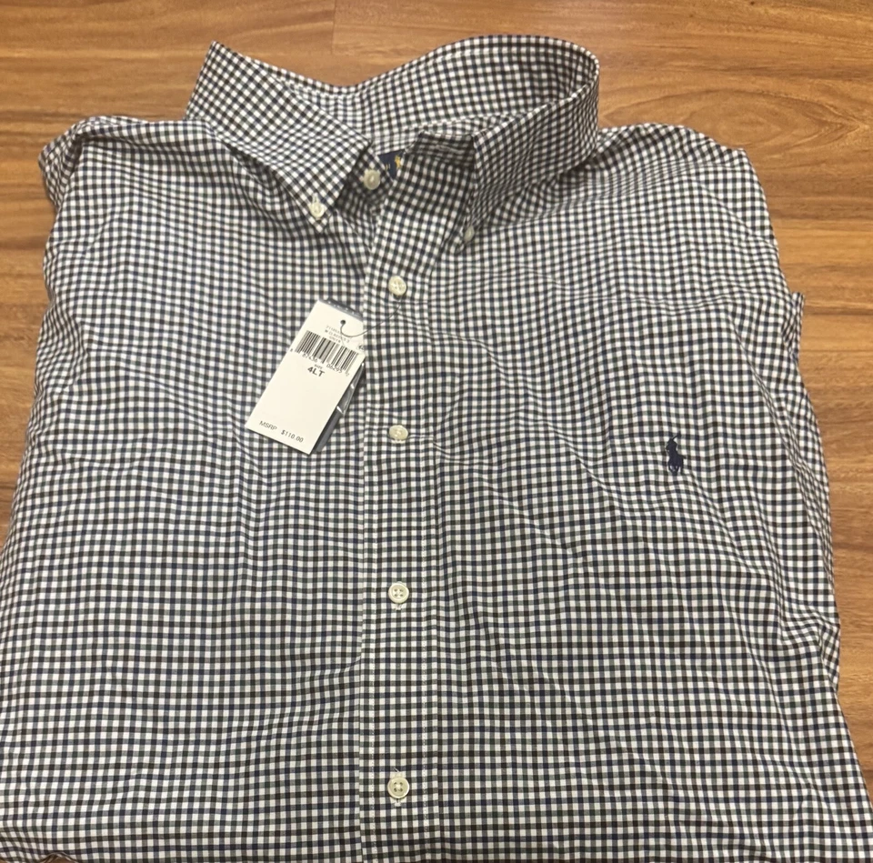 POLO RALPH LAUREN Shirt Mens 4XLT Tall Button Front Shirt NEW w/tags Pony $110 - Image 1 of 1