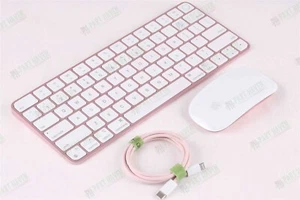 Apple Desk Set in Pink || Magic Keyboard W/Touch ID Magic Mouse & Braided Cable - Picture 1 of 5