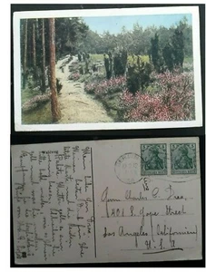 1912 Germany Postcard "Waldweg" ties 2 stamps cancelled Berlin to USA - Bild 1 von 3
