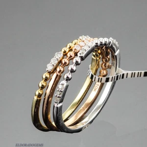 0.50 CT. DIAMOND STACKABLE RING 10K MULTI-COLOR YELLOW WHITE ROSE GOLD SIZE 6.75 - Picture 1 of 10