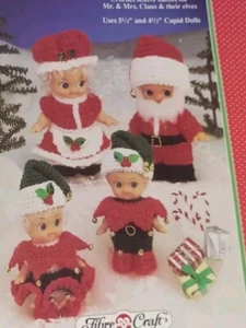Cupidos de Navidad artesanales de fibra Mr Mrs Claus Elves muñecas patrones de ganchillo - Imagen 1 de 3
