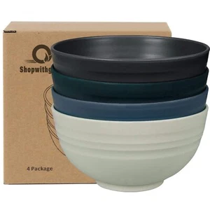 Plastic Cereal Bowls Resuable Bowls for Kitchen Set of 4 Microwave and Dishwa... - Picture 1 of 8