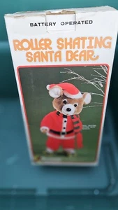 Vintage Battery Operated Roller Skate Santa Bear with music - Picture 1 of 3