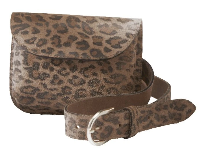 DEUTSCHE VERSANDHAUSMARKE Damen marken Gürteltasche 100% Leder braun Leomuster B 15xH 12xT 2,5 NEU AB13