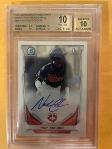 Bowman 2014 cromado Nick Gordon primer Bowman BGS 10/10 automático - Imagen 1 de 2