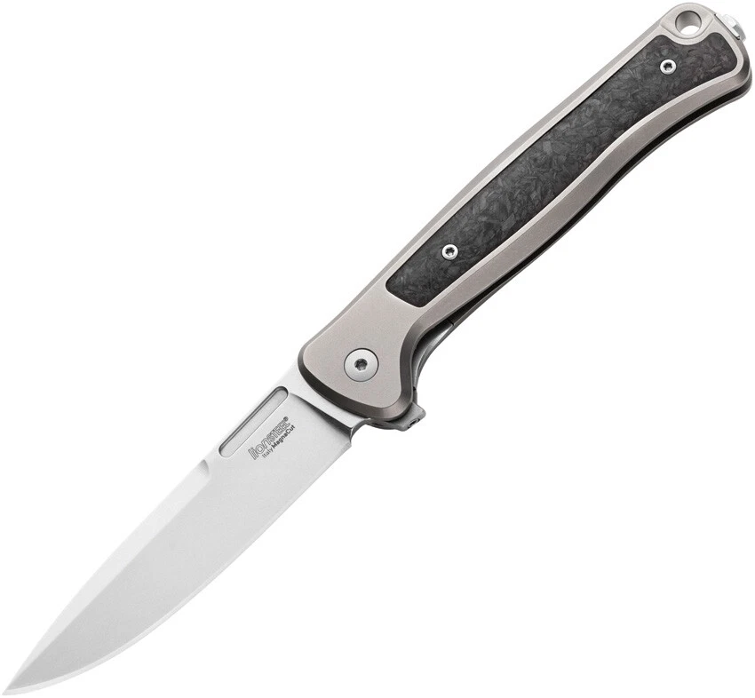 LionSTEEL Skinny Framelock Gray Titanium & CF Folding MagnaCut Knife SK01GY - Image 1 of 1