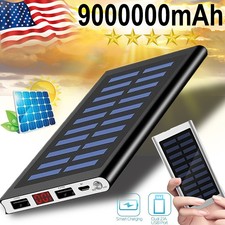 2021 Super Solar Power Bank 9000000mAh Battery Pack 2USB For Cell Phone US