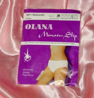 OLANA Vintage MONATSHÖSCHEN Monatsslip Hygieneslip Schlaufen  weiß 46/48 - Bild 1 von 4