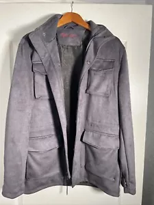NEW Robert Graham 4 Pocket Field Jacket Dark Gray Mens Med Pea Coat Faux Suede - Picture 1 of 12