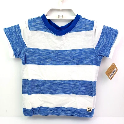 Camiseta Crazy 8 Kids masculina tamanho 2T branca azul listrada manga curta - Imagem 1 de 4