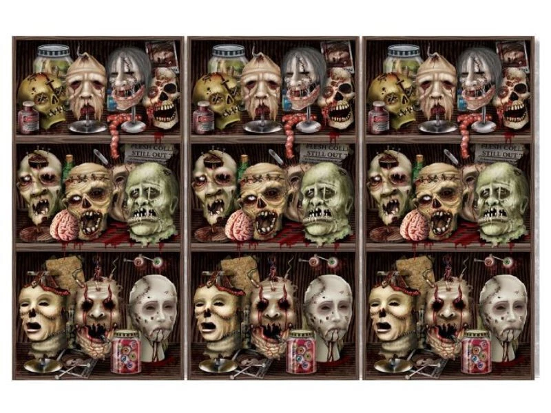 Scary Heads Backdrop (Set of 2) Zombies Halloween Haunted House Wall Photo 30ft - Image 1 of 1
