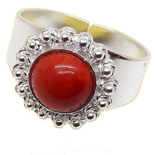 Coralli di Sardegna Anello Corallo Rosso 8mm Filigrana Sarda Pallini Argento  - Immagine 1 di 1