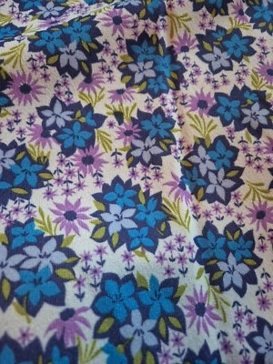  Vintage Stoff waschbar Polyester Flower Power 70er leicht dehnbar 142x168cm - Bild 1 von 4