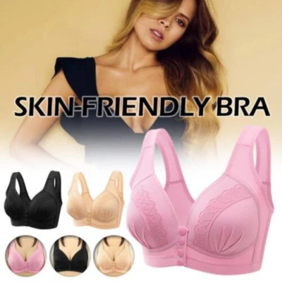 Mujeres Algodón Top Sujetador Ropa Interior Botón Frontal Verano XP Cómodo O3F2 Foto 1 de 4