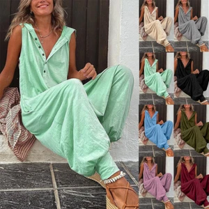 Sommeroverall Für Damen Overall Mit Weitem Bein Und Lockerer Hosenträgerhose ≥ - Bild 1 von 20