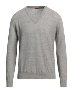 NWT $470 BARENA VENEZIA Men's Linen/Cotton V-Neck Pullover Sweater in Grey Sz S - Picture 1 of 9