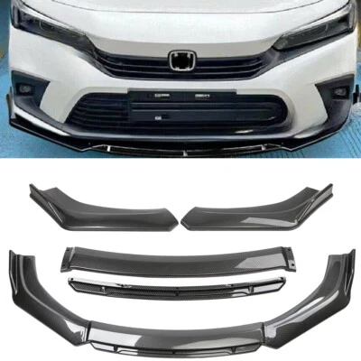 FITS HONDA CIVIC 11TH 2022 + Front Bumper Lip Splitter Chin Spoiler Carbon Fiber Foto 1 de 4