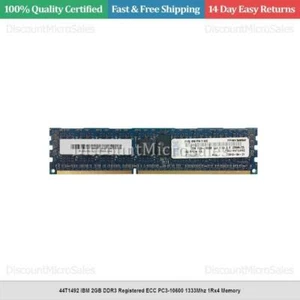 44T1492 IBM 2GB DDR3 Registered ECC PC3-10600 1333Mhz 1Rx4 Memory - Picture 1 of 1