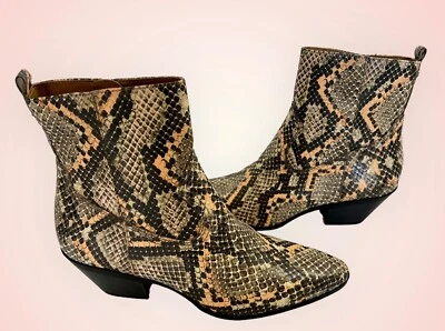 Sam Edelman Circus Boots 7.5 Snake Western Cowgirl Roper Ankle Black Brown Zip - Image 1 of 4