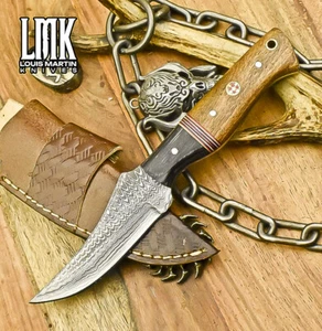 LMK Hot Item Skinner Knife Ladder Damascus Walnut Wood Wooden Bolster Decoration - Picture 1 of 10