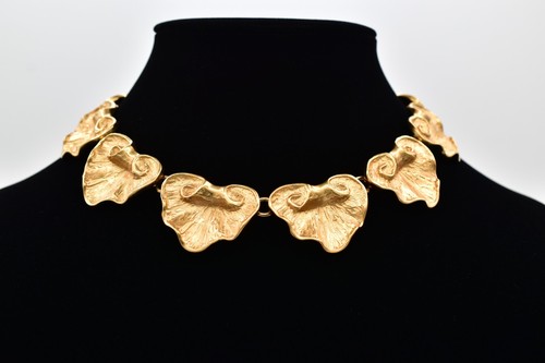 SAINT LAURENT (YSL) YSL Goosens Collana Vintage Collare Oro Spazzolato Grosso Numerato Firmato Bin7B