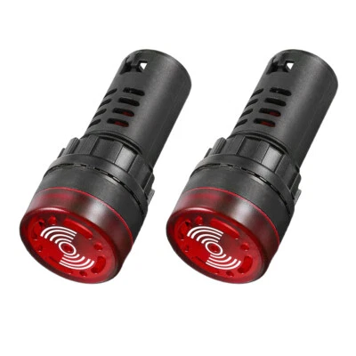 2Pcs 22mm 12V AC/DC Red LED Flashing Buzzer Pilot Panel Indicator Light Lamp - Image 1 of 4