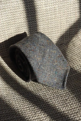 E.G. Cappelli Napoli Shetland Donegal Blue Melange Wool Tie Hand Roll Unlined - Image 1 of 4