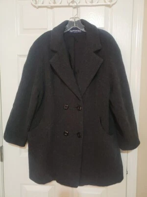 Vintage Herman Kay Womens Wool Coat Dark Gray Size 12 Double Breasted USA - Image 1 of 4