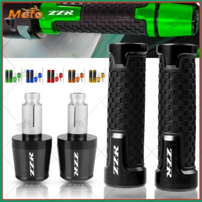 22mm 7/8 Handlebar Grips Hand Grips End Cap For Kawasaki ZZR600 ZZR 1200 400 600 - Image 1 of 4