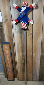 Girante a vento patriottico in legno zio Sam bracci in metallo vortice palo da giardino - Foto 1 di 16
