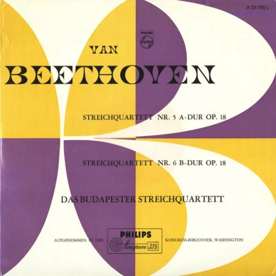 BEETHOVEN SQs Op.185 & 6 BUDAPEST SQ Philips A-1195 LP NM- Minigroove 1951 Rec - Image 1 of 3