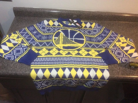 New XXL Golden State Warriors Ugly Christmas Pullover Crewneck Sweater NBA Cover