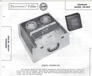 1956 PENTRON HF-400 REEL To REEL Tape Recorder Photofact Instruction MANUAL Vtg - Picture 1 of 2