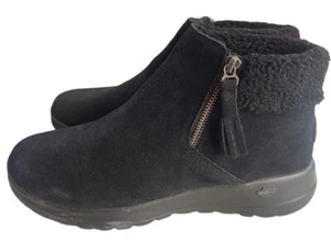 Skechers Gen 5 Goga Mat Black Suede Boots Women’s Sz 10 Zipper Air Cooled NEW - Picture 1 of 8
