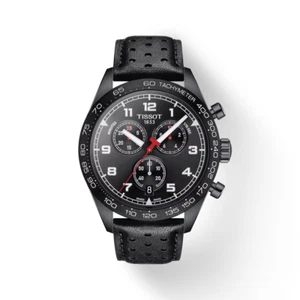 Tissot PRS 516 Chronograph Black Leather 45mm Watch T1316173605200 - Picture 1 of 4