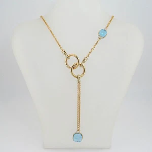 Pomellato Nudo Collier mit Blautopas und 0,10ct Diamant in 750/18K Rosegold 45cm - Bild 1 von 4