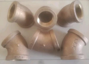 New-Brass Plumbing Fitting 1" Female to Female Threaded Adapter 45⁰ USA Made - Picture 1 of 9