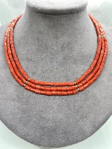 Mediterrane rote Korallenkette mit Stangen in Silber montiert - Bild 1 von 5