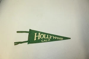 Vintage Felt Souvenir Pennant Green Hollywood Calif 11-5/8" - Picture 1 of 7