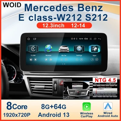 12.3" BT Stereo Navi Android Screen Carplay for Mercedes W212 E-class 2011–2014 - Image 1 of 4