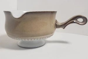 Vintage Denby Langley Seville Footed Gravy Boat Brown Stoneware Made in England - Picture 1 of 7