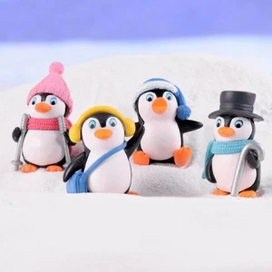 Juego de 4 piezas de exhibición de pingüinos en miniatura para artículos de decoración del hogar, artículos de tablero de coche - Imagen 1 de 3