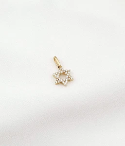 Vintage 14K Gold Davidstern Anhänger Magen David Halskette Judaica jüdisches Juwel - Bild 1 von 12
