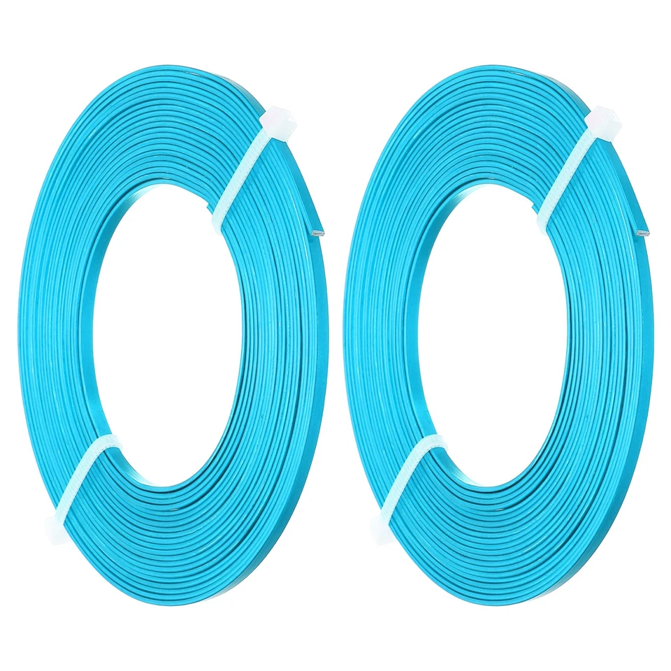 18 Gauge 3mm Wide Flat Wire, 16.4Ft 2 Roll Bendable Flat Bezel Wire, Sky Blue — 第 1/4 张图片