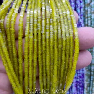 Cuentas espaciadoras de disco cuadradas planas de jade limón natural de 1x2 mm para hacer joyas hágalo usted mismo - Imagen 1 de 6