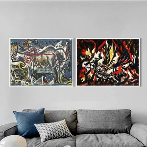 Framed Canvas Giclee Print Combo Painting 2 PCS by Jackson Pollock 20"x24" Each - Picture 1 of 5