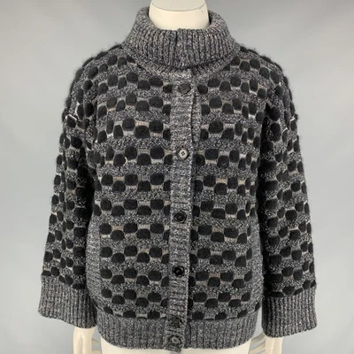 MISSONI Taglia 8 Nero e Grigio Maglia Misto Lana Giacca - Immagine 1 di 4