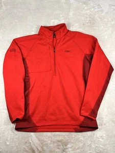Outdoor Research Jacket Pullover Men XL Red Grid Fleece Half Zip Waffle Hiking - Picture 1 of 10