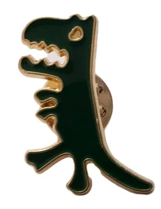 Dinosaurier 🦕 T-Rex grün + goldfarben Emaille Revers Hut Büchertasche Brosche Anstecker Pin - Bild 1 von 8
