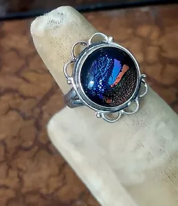 Beautiful Sterling silver glass ring - Picture 1 of 8
